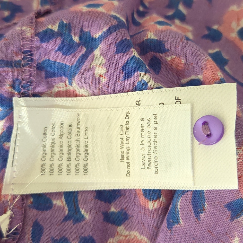 Emerson Fry India Collection Emmaline Blouse Floral Purple Pink Size XS Cotton - Picture 8 of 11